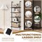 Costway 5 Tier Ladder Shelf 71'' Height Wall-Mounted Bookshelf Display Storage Organizer Brown/Natural/White